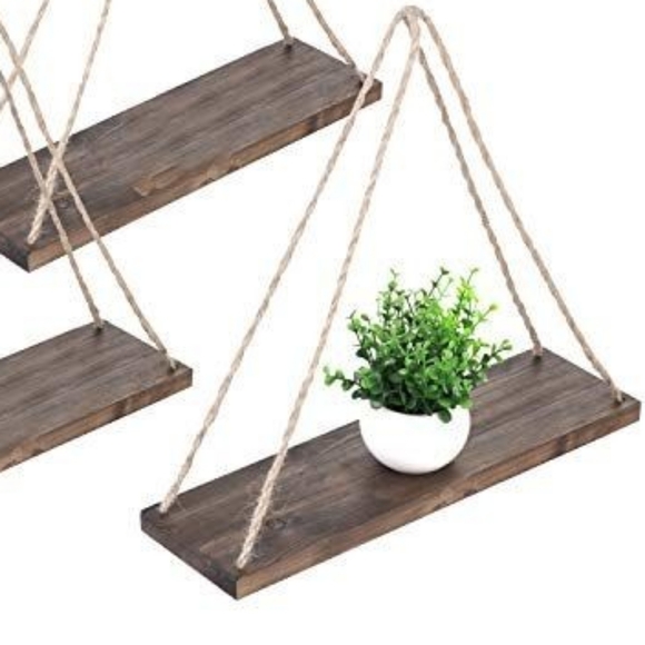 Dark Chocolate Rope Shelf Boho Decor